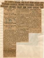 Gen. Huerta Resigns and Flees from Mexico City", page 1