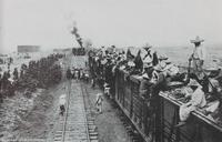 Mexican Troop Train Passing American Soldiers in Mexico